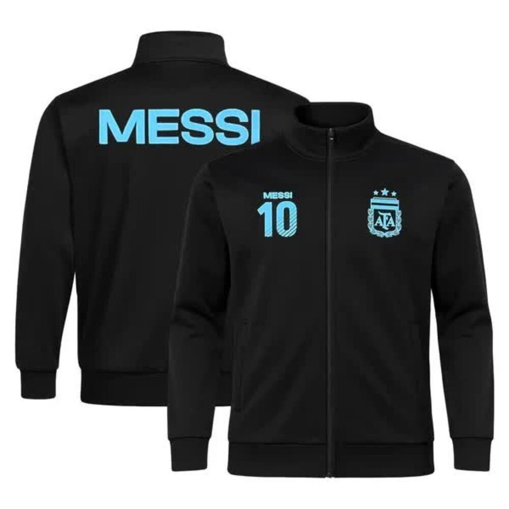 Lionel Messi Argentina NEW Full Zip Black Track Jacket #10 Men's L